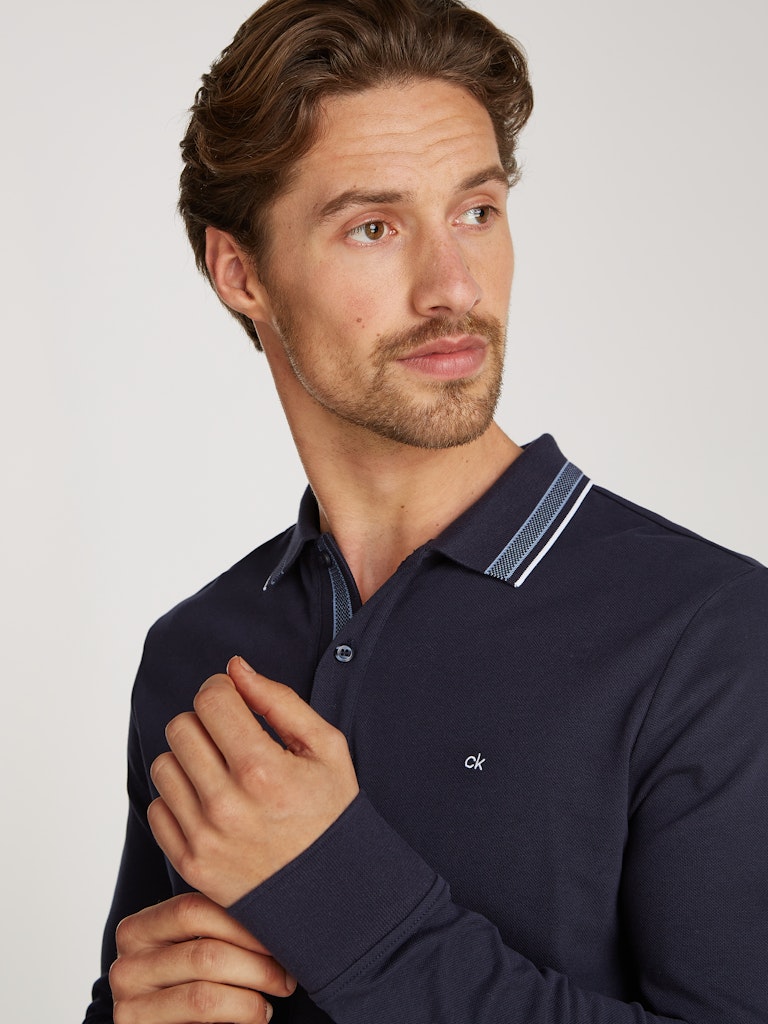 Calvin Klein Stretch Pique Tip LS Polo