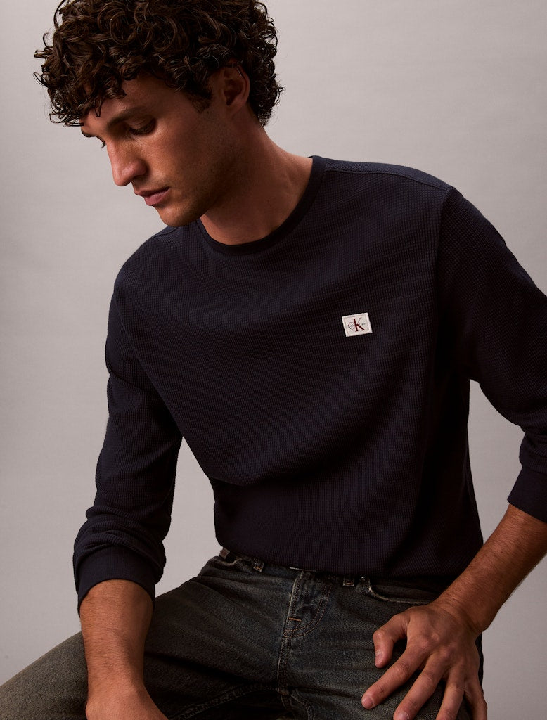 Calvin Klein Jeans LS Waffle Badge Crew Neck