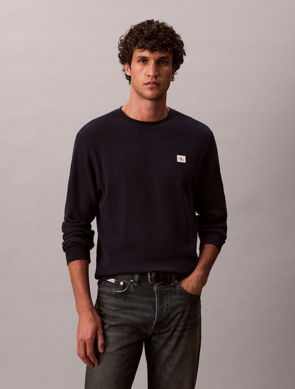 Calvin Klein Jeans LS Waffle Badge Crew Neck