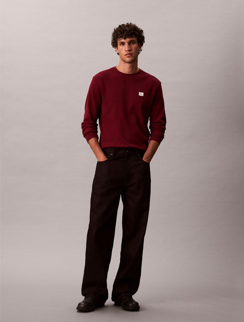 Calvin Klein Jeans LS Waffle Badge Crew Neck