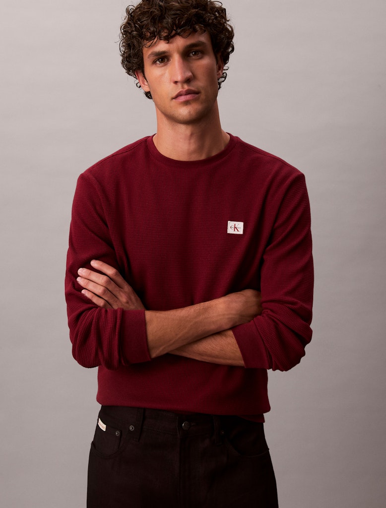 Calvin Klein Jeans LS Waffle Badge Crew Neck