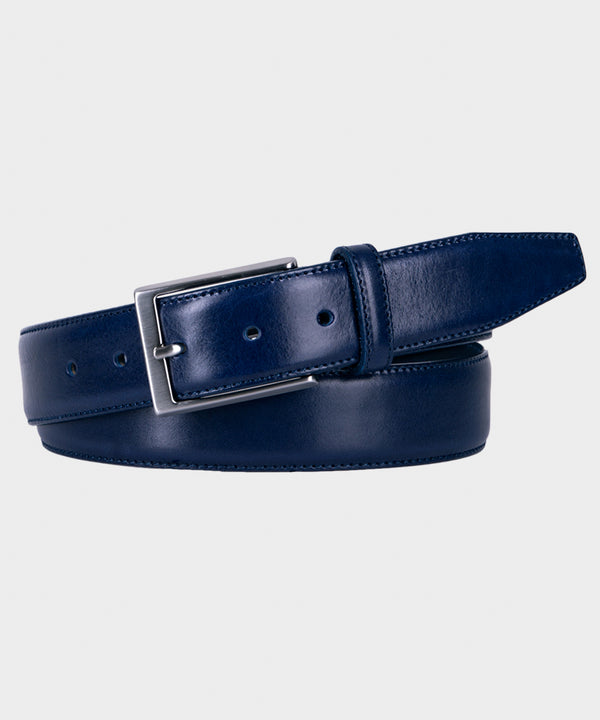 Profumo Navy Stitch Leather Suit Belt