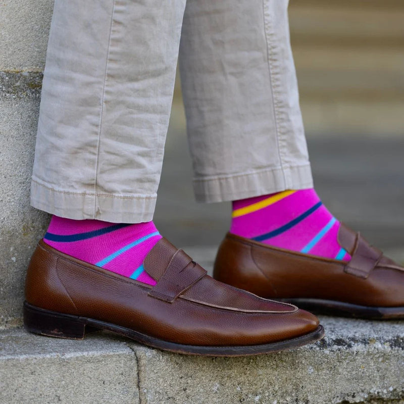 Swole Panda Pink Multi Stripe Socks