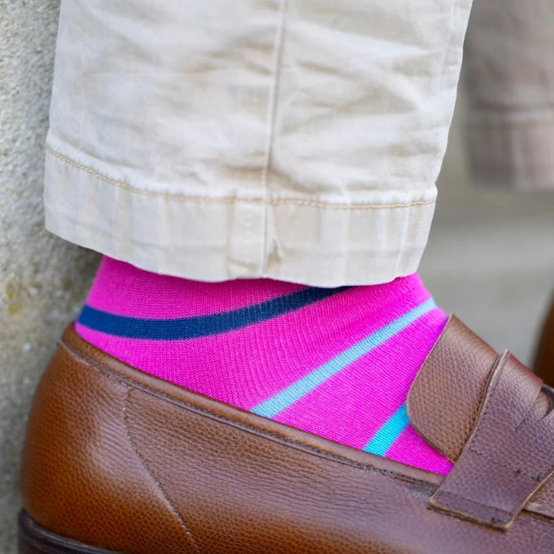 Swole Panda Pink Multi Stripe Socks