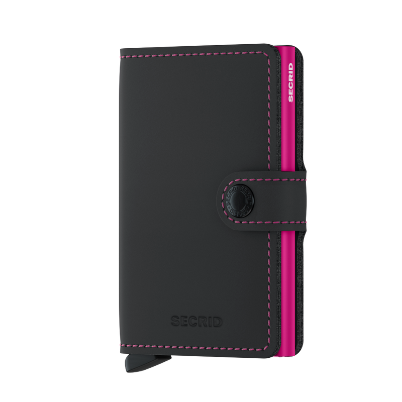 Secrid Matte Miniwallet in Black & Fuchsia