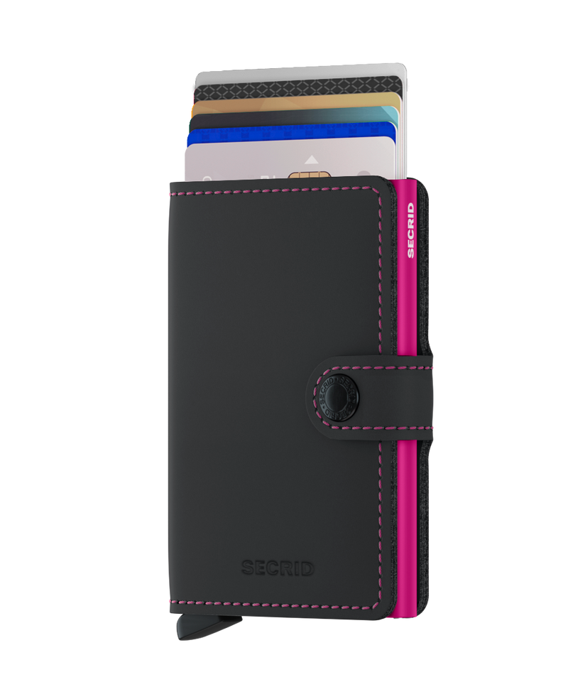 Secrid Matte Miniwallet in Black & Fuchsia