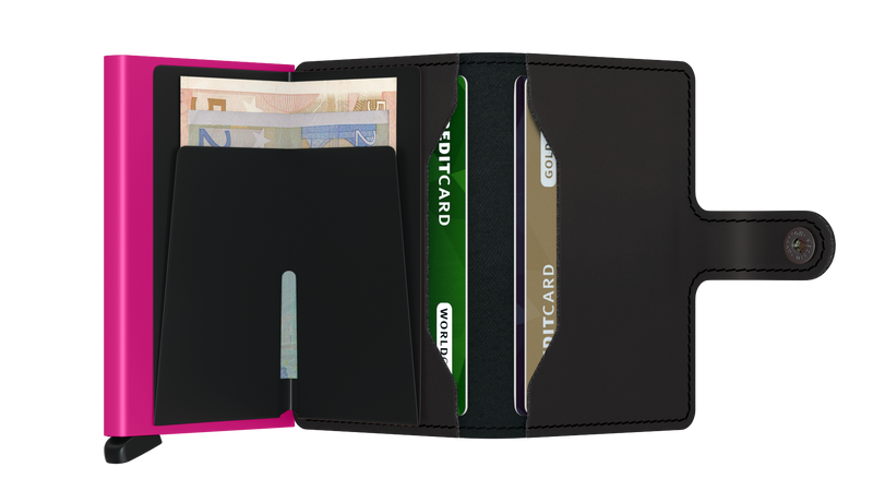 Secrid Matte Miniwallet in Black & Fuchsia