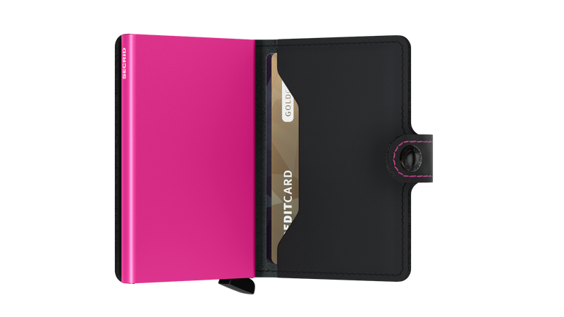 Secrid Matte Miniwallet in Black & Fuchsia