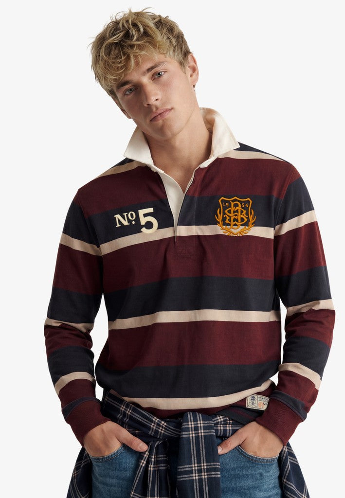 Superdry Double Emblem Stripe Rugby Top