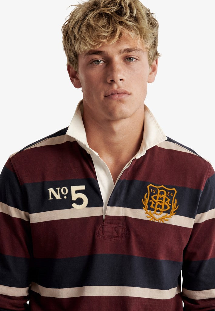 Superdry Double Emblem Stripe Rugby Top