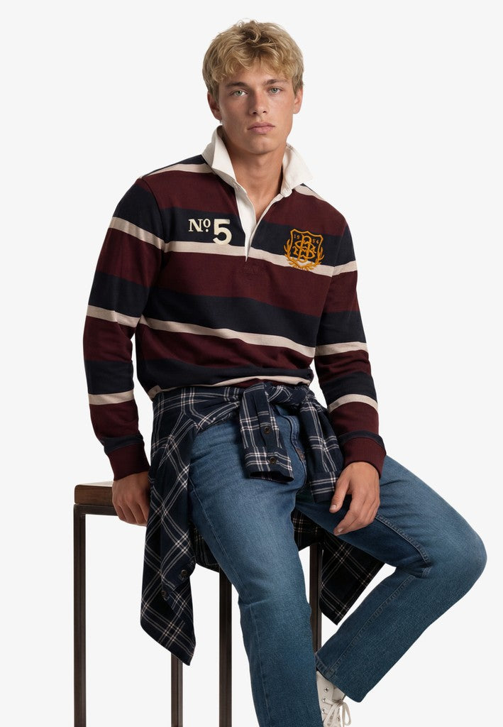 Superdry Double Emblem Stripe Rugby Top