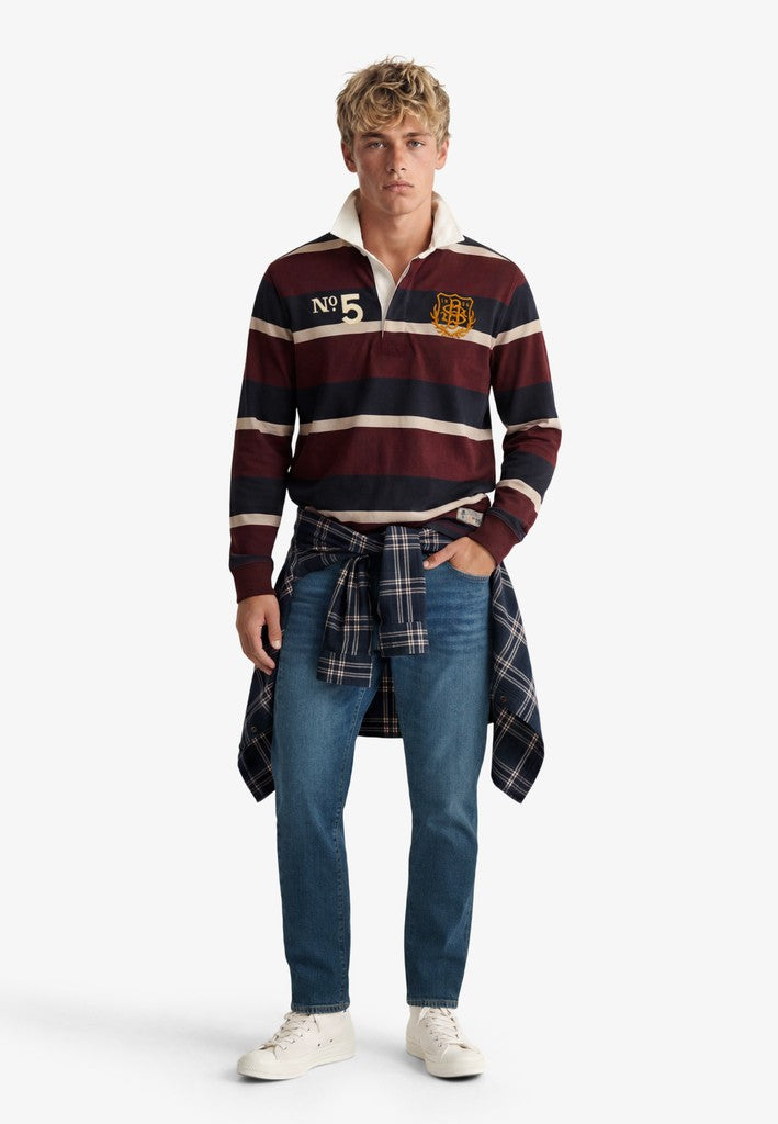 Superdry Double Emblem Stripe Rugby Top