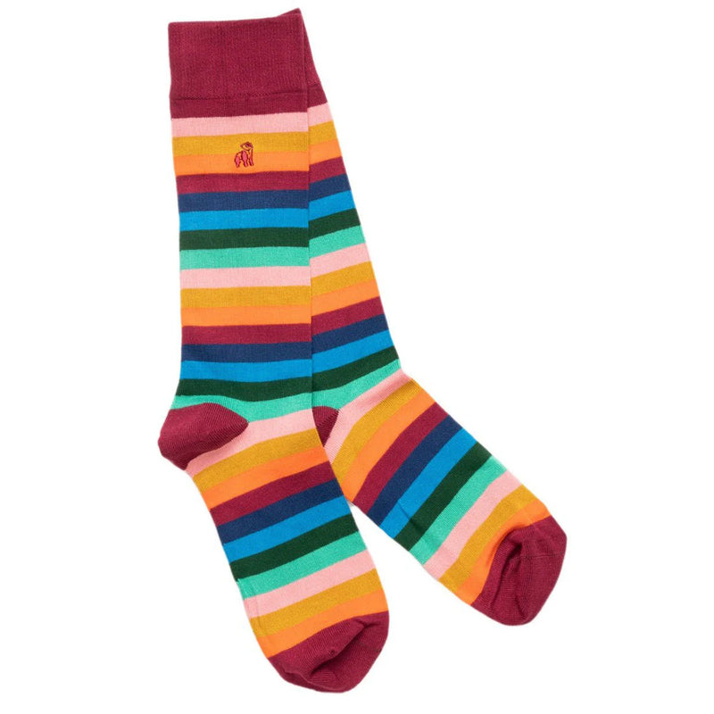 Swole Panda Soft Top Multi Colour Stripe socks